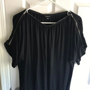 Black Top with Zipper Neckline